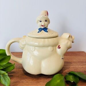 Teapot Shawnee Pottery Tom the Pipers Son Patented Pig Spout & Head Lid Kitschy